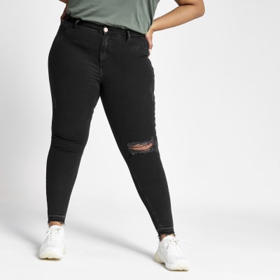 Plus black Molly ripped jeggings | River Island