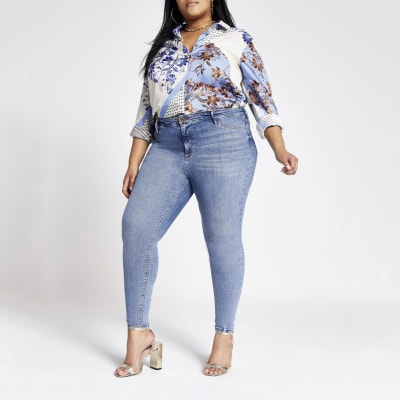 Plus – Molly – Hellblaue Jeggings