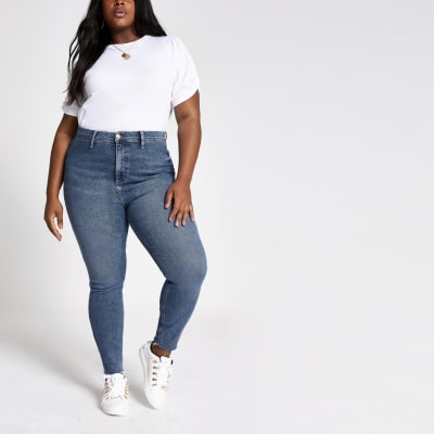 Plus – Kaia – Hellblaue Jeans mit hohem Bund