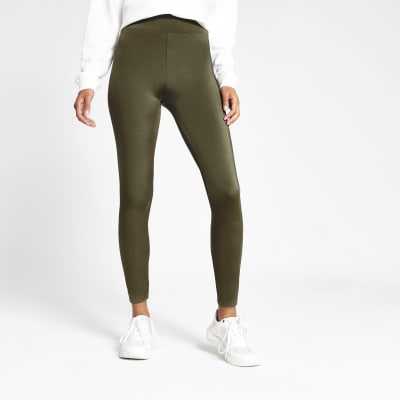 Kaki discolegging met hoge taille