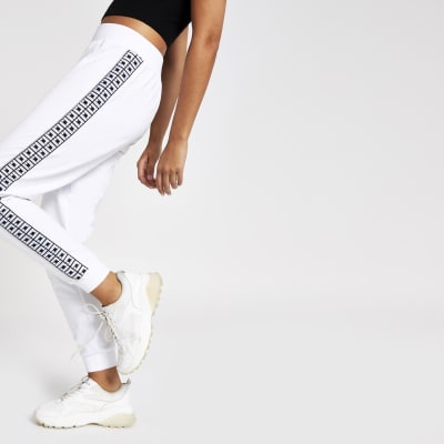 Witte RI-joggingbroek met siersteentjes
