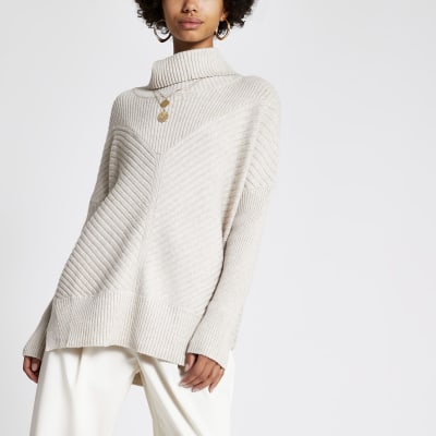 Rollkragenpullover aus Rippstrick