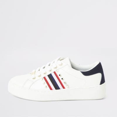 White studded tape trainers