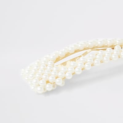 Barrette dorée à fausses perles