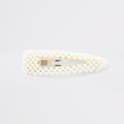 Barrette dorée à fausses perles