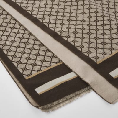 Bruine sjaal met RI-monogramprint