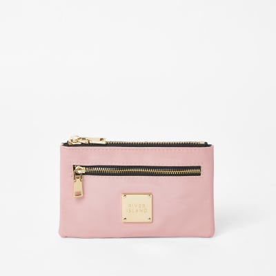 Roze mini portemonnee met rits en RI-logo