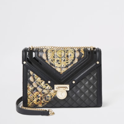 Black quilted cross body bag