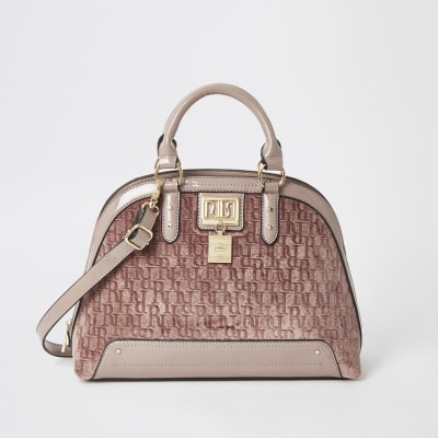 Roze imitatiesuède crossbodytas