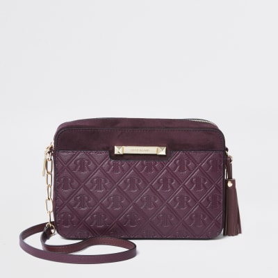 Dark red RI monogram cross body