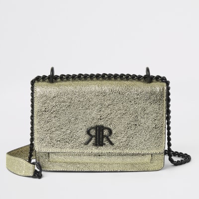 Goldene, strukturierte Satchel-Tasche von RI