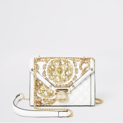 Witte gewatteerde crossbodytas