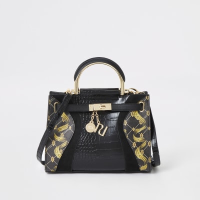 Zwarte kleine handtas met shopper