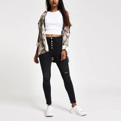 Petite – Hailey – Schwarze Skinny Jeans