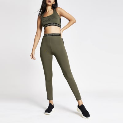 Leggings in Khaki mit Streifen