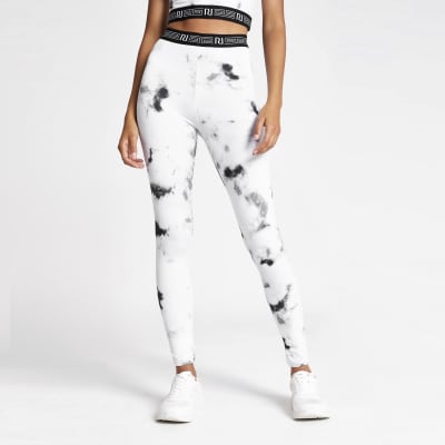 Graue Leggings mit Marmorprint