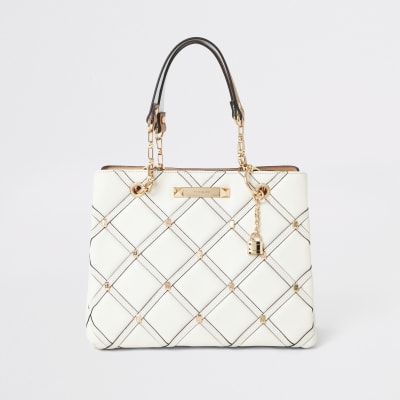 Gesteppte Tote Bag in Creme