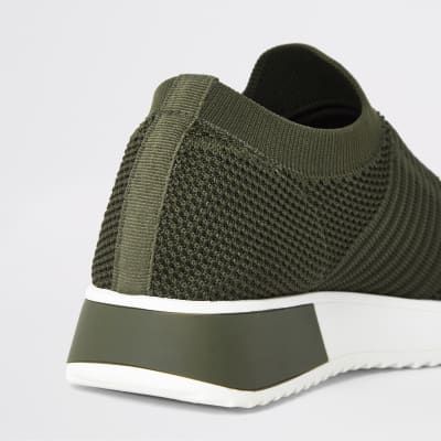 Baskets de course en maille kaki