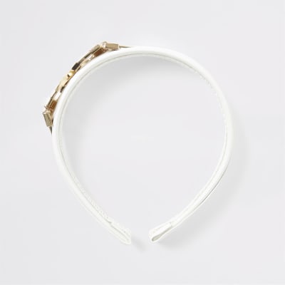 Witte hoofdband met D-ring