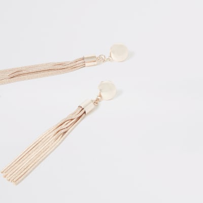 Rose gold colour slinky chain drop earrings