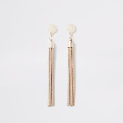 Pendants d'oreilles chaîne or rose