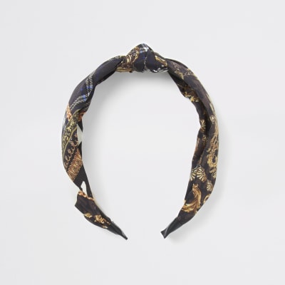 Braunes Haarband mit Print