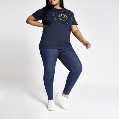 Plus – Marineblaues T-Shirt