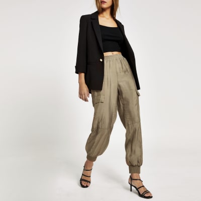 Kampfhose mit lockerer Passform im Utility-Look in Beige