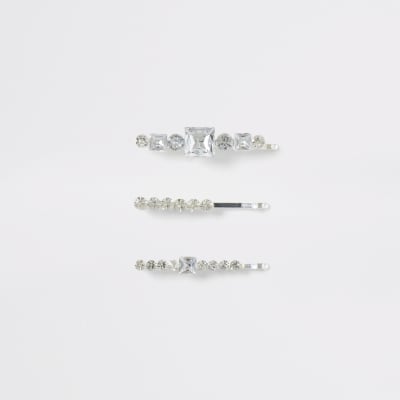 Zilverkleurige haarspeldjes met siersteentjes