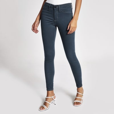 Molly - Donkergrijze jegging met halfhoge taille