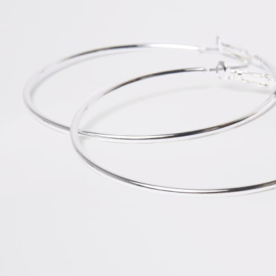 Silver colour hoop earrings