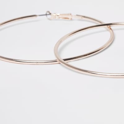 Rose gold colour hoop earrings