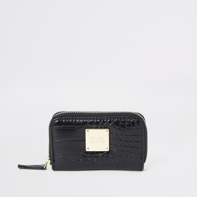 Schwarze Mini-Geldbörse mit Reißverschluss