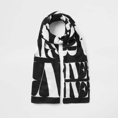 Zwart-witte sjaal met 'River'-print