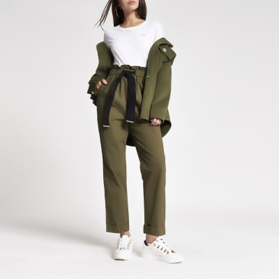 Utility-Hose mit Taillenband in Khaki