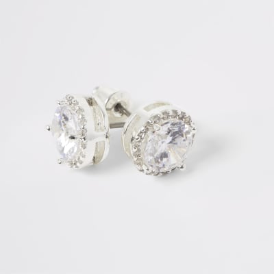 White bright diamante stud earrings