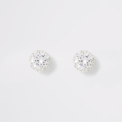 Witte diamanté oorknopjes