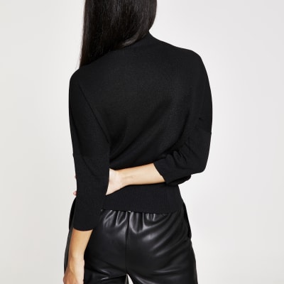 Black knitted tassel fringe jumper