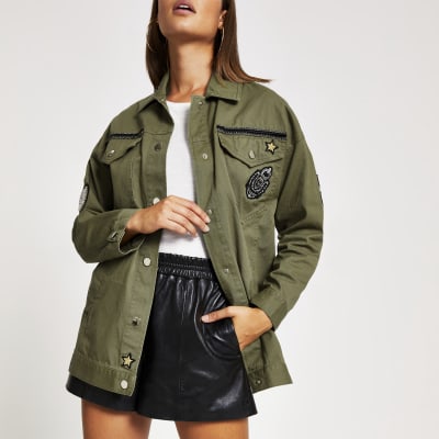 Verzierte Utility-Jacke in Khaki