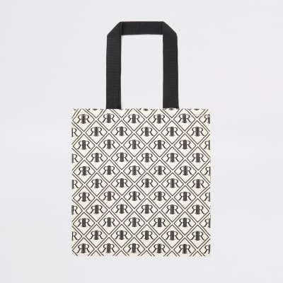 Zwarte duurzame tas met RI-monogram print