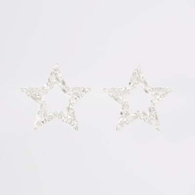 Zilverkleurige stervormige oorhangers