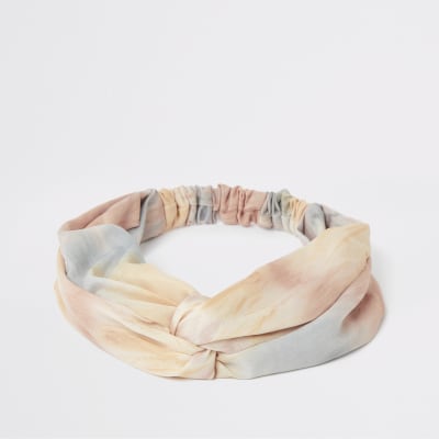 Brede gedraaide hoofdband met tie dye