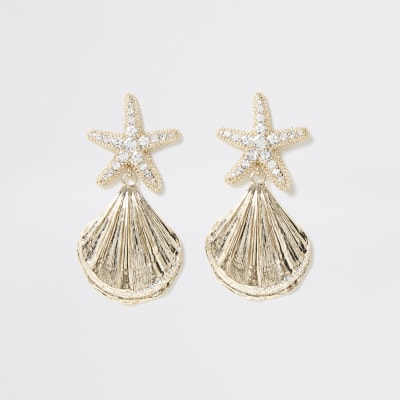 Goudkleurige oorhangers met zeester