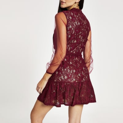 Forever Unique red lace waisted mini dress