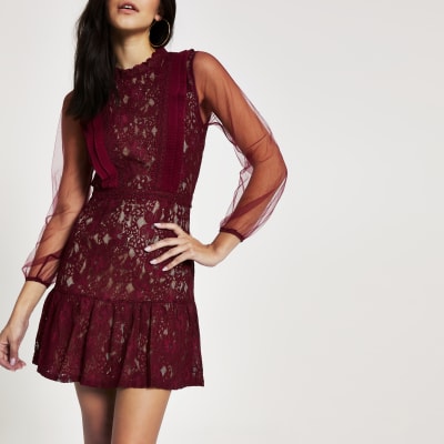 Forever Unique red lace waisted mini dress