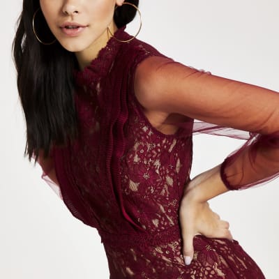 Forever Unique red lace waisted mini dress