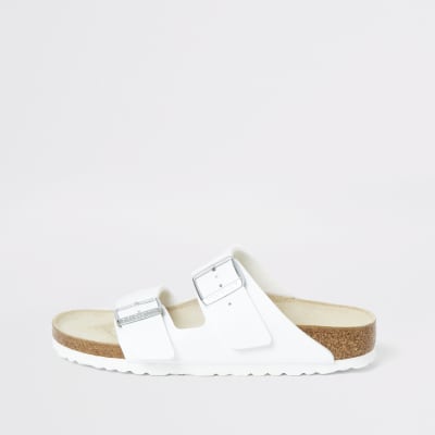 Birkenstock Arizona white two strap sandals