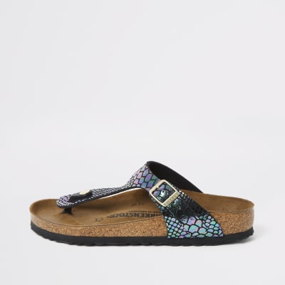 Birkenstock - Gizeh sandalen met slangenprint met reliëf