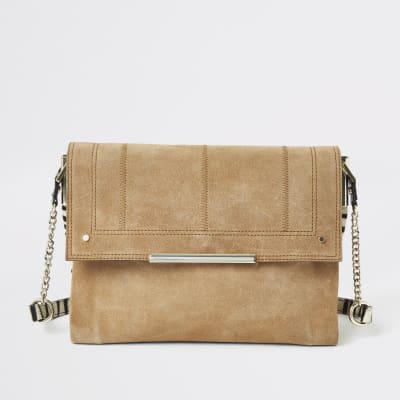 Beige Ledertasche mit Zebramuster