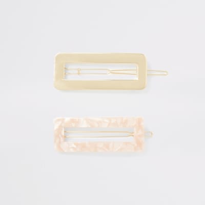 Haarklammern in Gold und Pink, Set